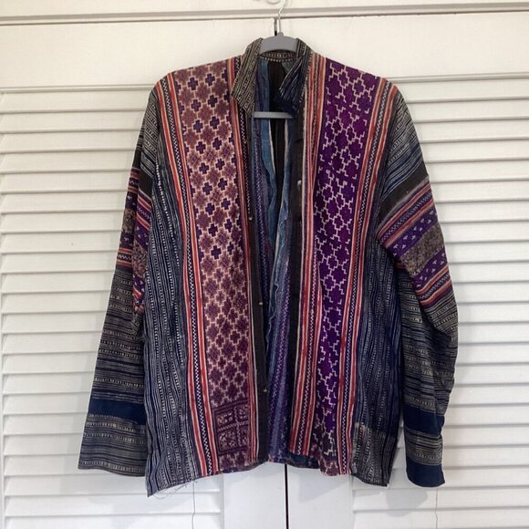 Vintage Embroidered Jacket from Thailand Handmade Primitive Patchworks Size L - Picture 1 of 14
